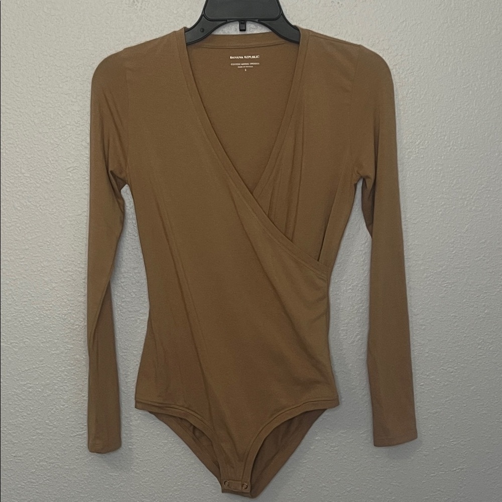Banana Republic Wrap Front Bodysuit Tan Size Small